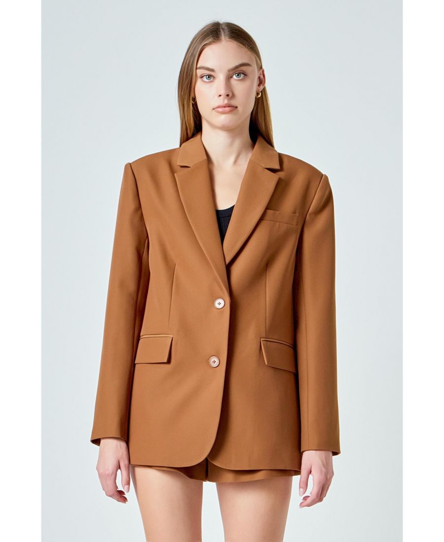 

Женский повседневный блейзер оверсайз с двумя пуговицами endless rose, Camel