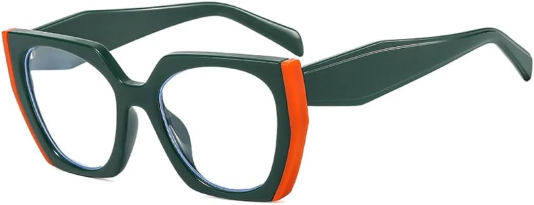 

Популярные модные солнцезащитные очки «кошачий глаз» с многоугольным оправой для женщин, винтажные, с прозрачным градиентом, защита от УФ-излучения UV400, двухцветные, для мужчин UUPTTPL, Green Orange Clear