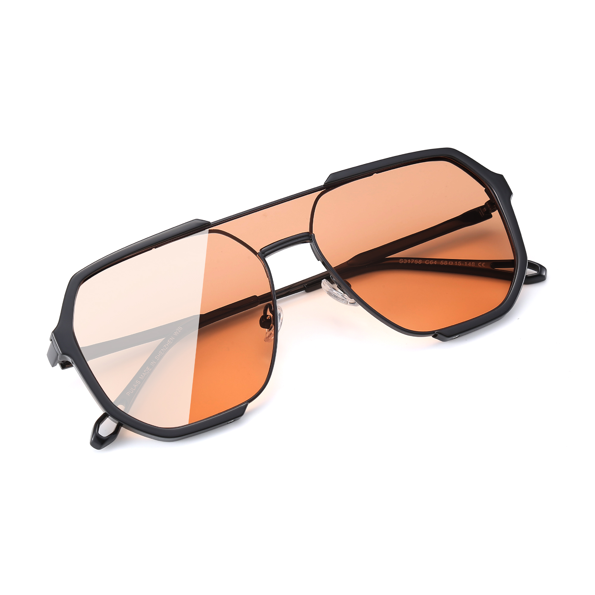 

Солнцезащитные очки-авиаторы унисекс PULAIS, Transparent Silver Frame with Yellow Lens