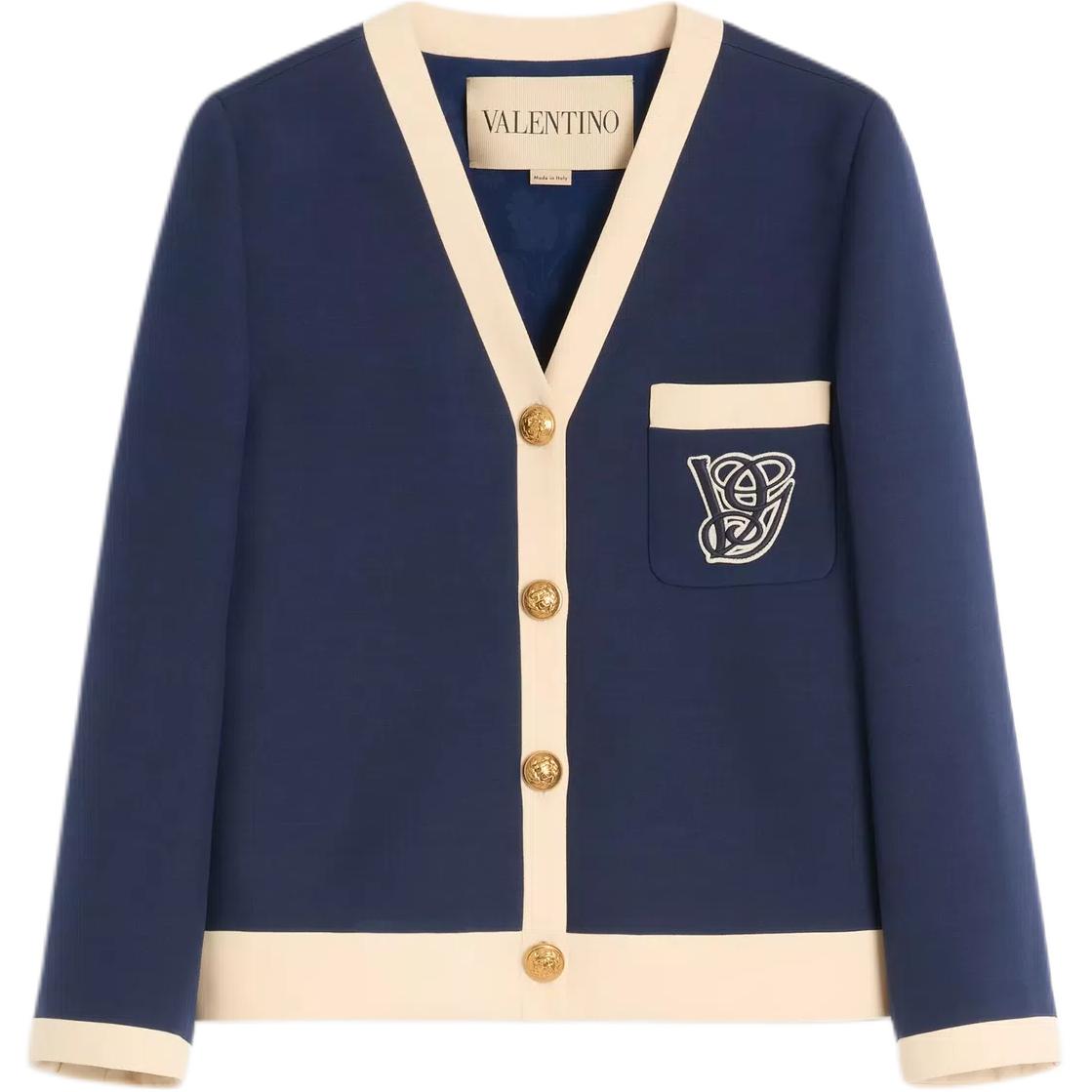 

Приталенный блейзер с v-образным вырезом и застежкой на пуговицы Valentino, синий