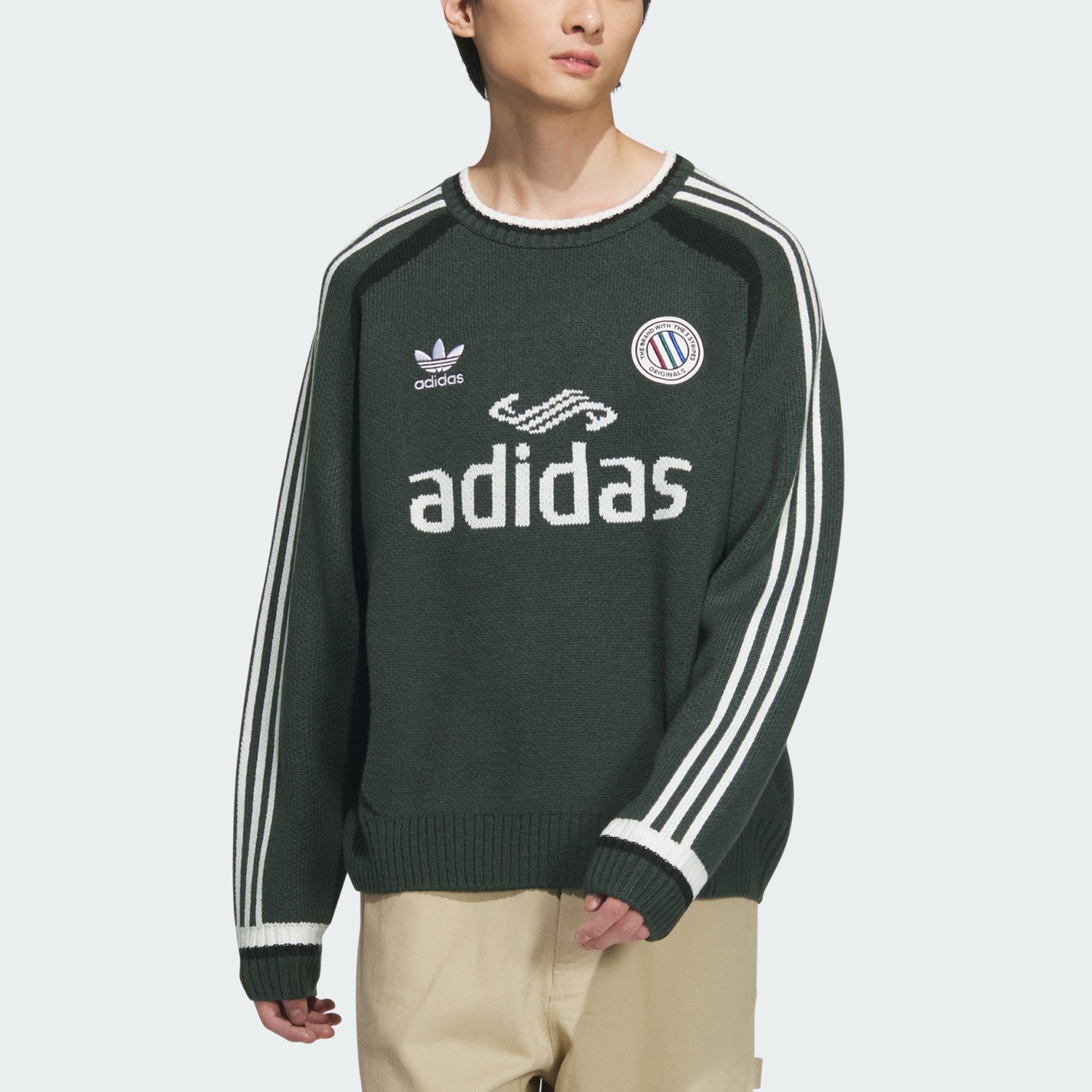 Adidas Striped Long sleeved Sweater Adidas Originals, зеленый — фото 4