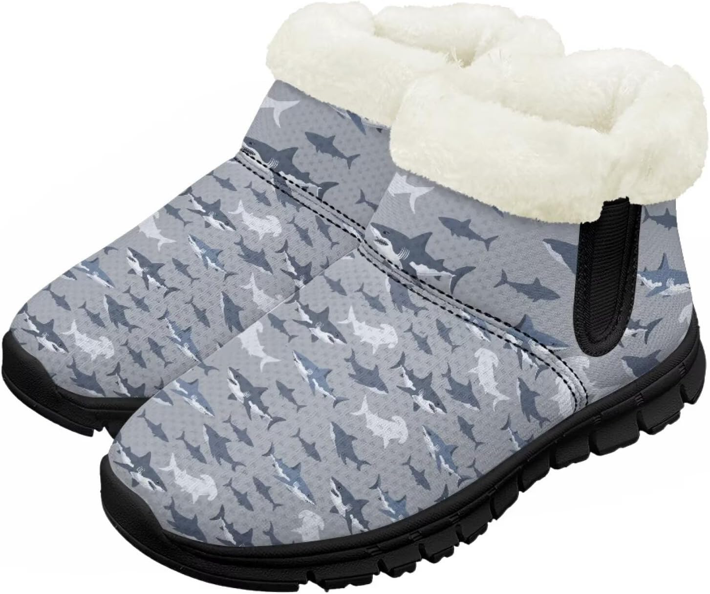 

Детские зимние ботинки для девочек и мальчиков, утепленные, с меховой подкладкой, водонепроницаемые, легкие, противоскользящие Chririnla, Camouflage Shark
