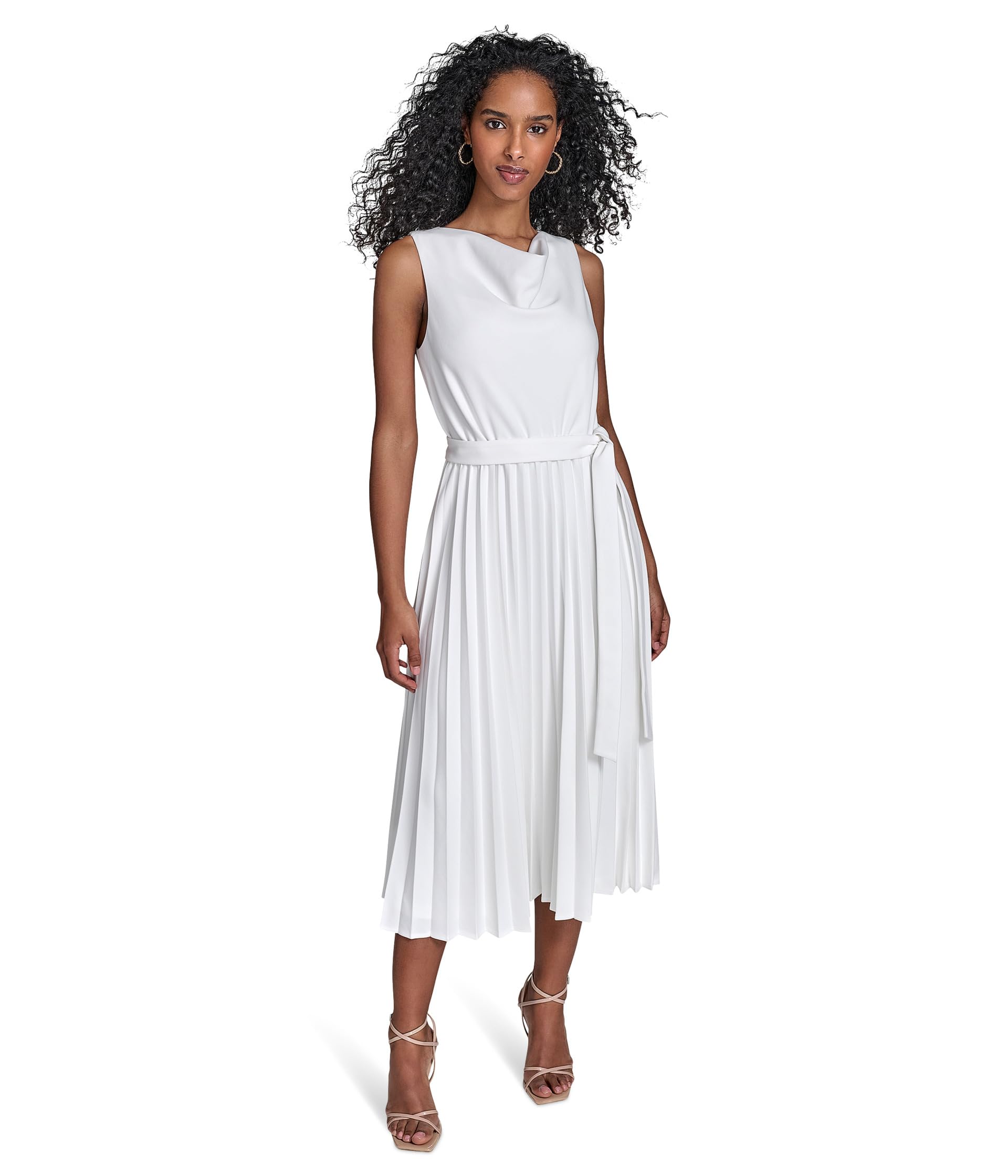 

Платье Calvin Klein Scuba Crepe Pleat Skirt Dress, кремовый