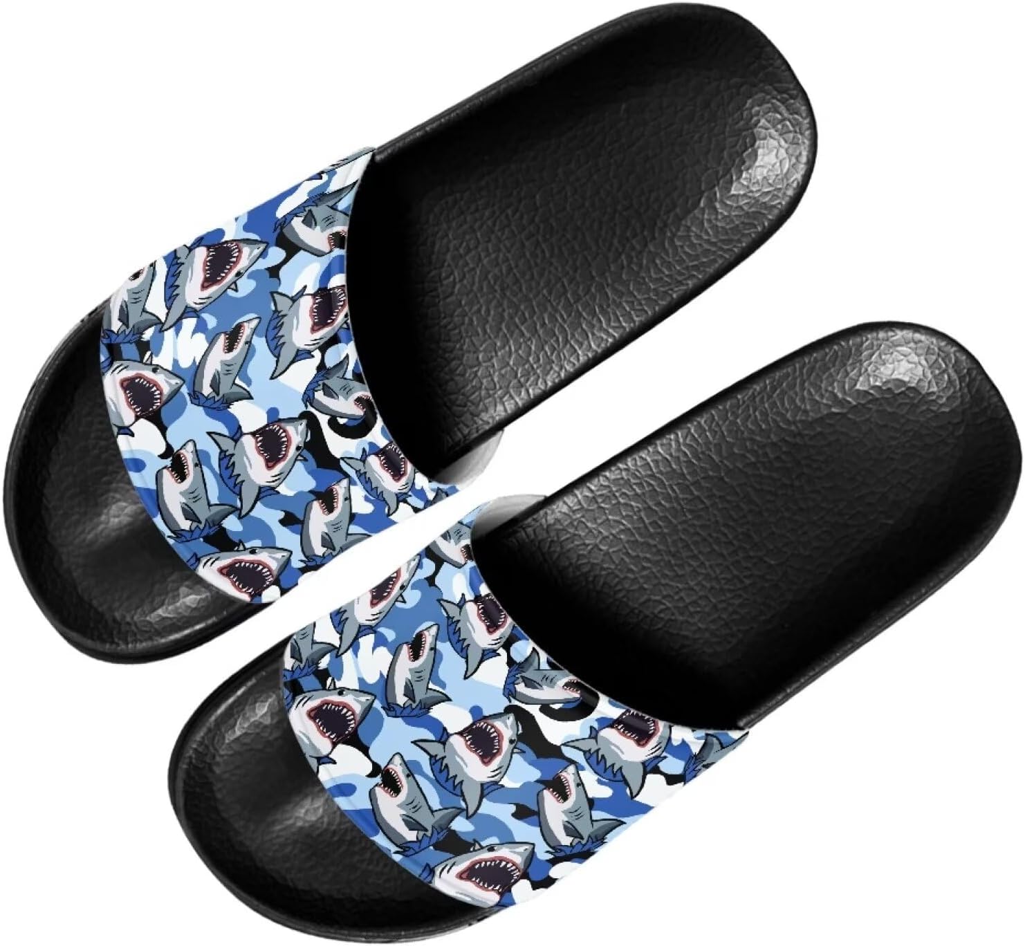 

Забавные тапочки Binienty для взрослых, сандалии унисекс, нескользящие, быстросохнущие, для душа и ванной, Cartoon Shark