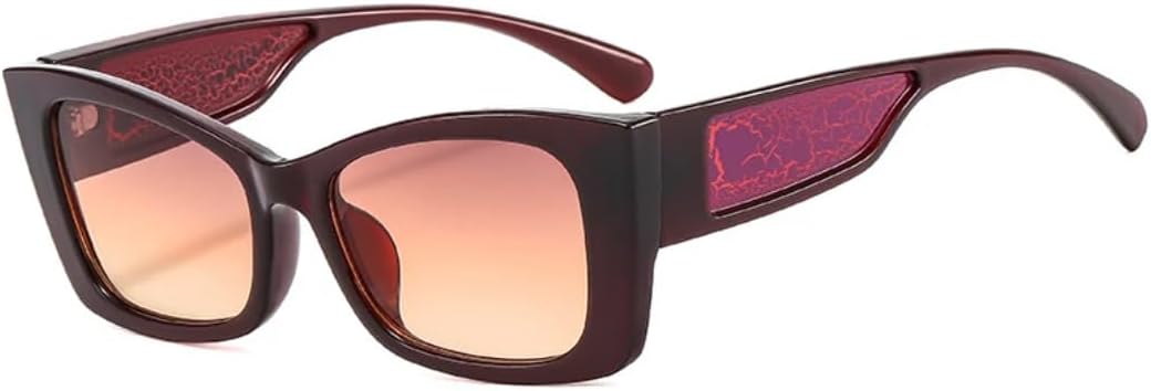 

Винтажные солнцезащитные очки «кошачий глаз» для женщин и мужчин, для активного отдыха, путешествий и вождения, защита от УФ-излучения UV400 TVTBBVV, Wine Red Red Yellow