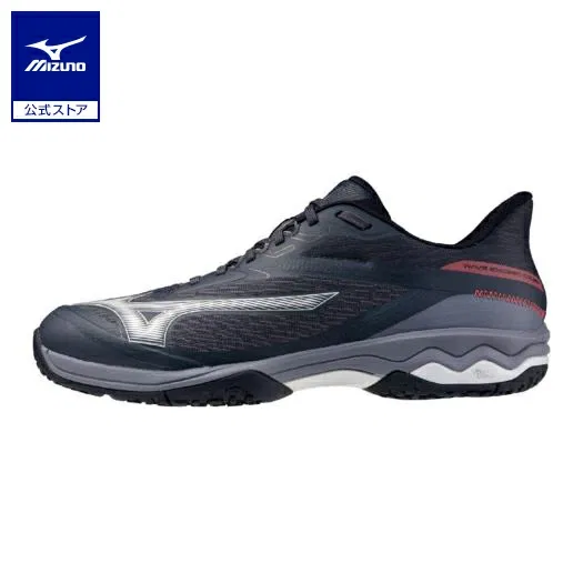 Теннисные кроссовки «Wave Exceed Court Wide OC» от Mizuno, Gray X Blue X Coral