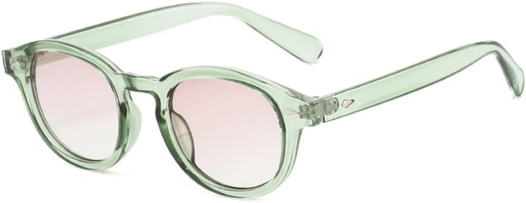 

Ретро овальные солнцезащитные очки с заклепками для мужчин, защита от УФ-излучения UV400, модный панк, трендовые прозрачные градиентные очки для женщин UATXTAU, Green Pink Gradient