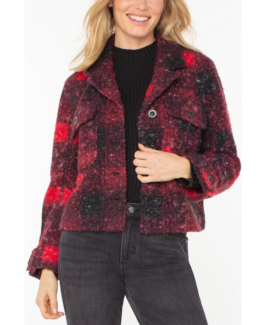 

Женская куртка-рубашка прямого кроя на пуговицах Liverpool Los Angeles, Red/black Buffalo Check Sherpa