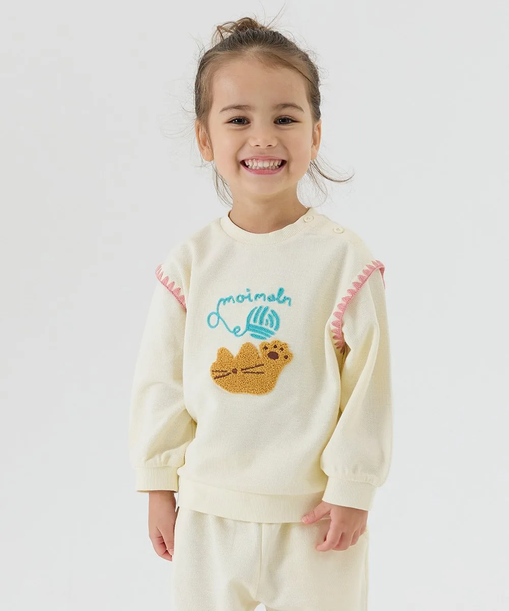 Футболка с длинными рукавами "Кошачий" Moimoln, Cream