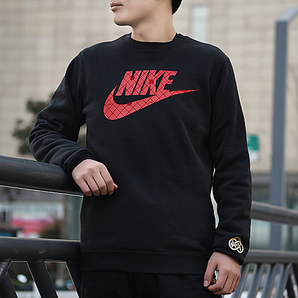 Толстовка Men's Nike Large Logo Printing Round Neck Long Sleeves Black, черный — фото 4