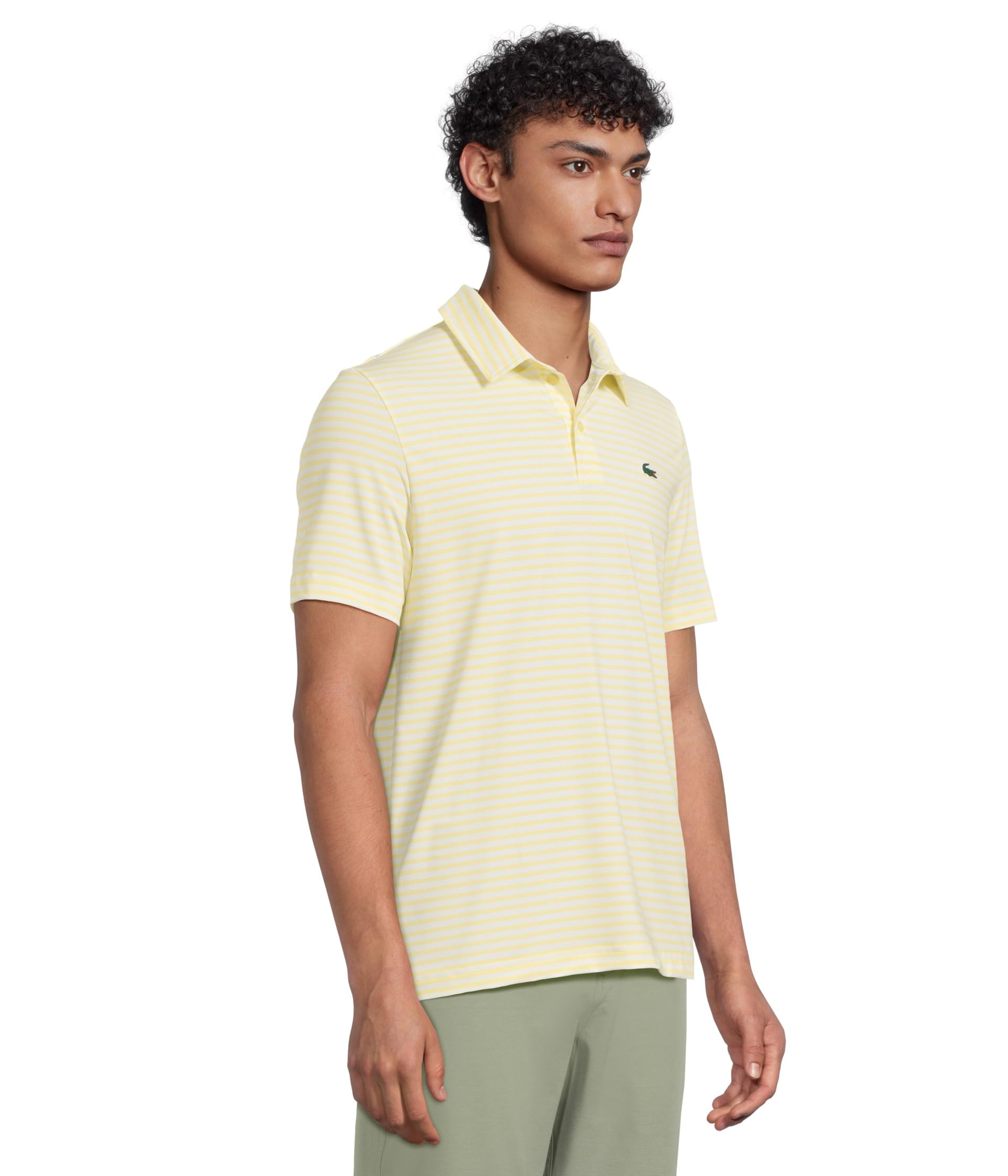 Рубашка Lacoste Ultra Dry Anti-Uv Striped Golf Polo Shirt, White/Yellow — фото 2