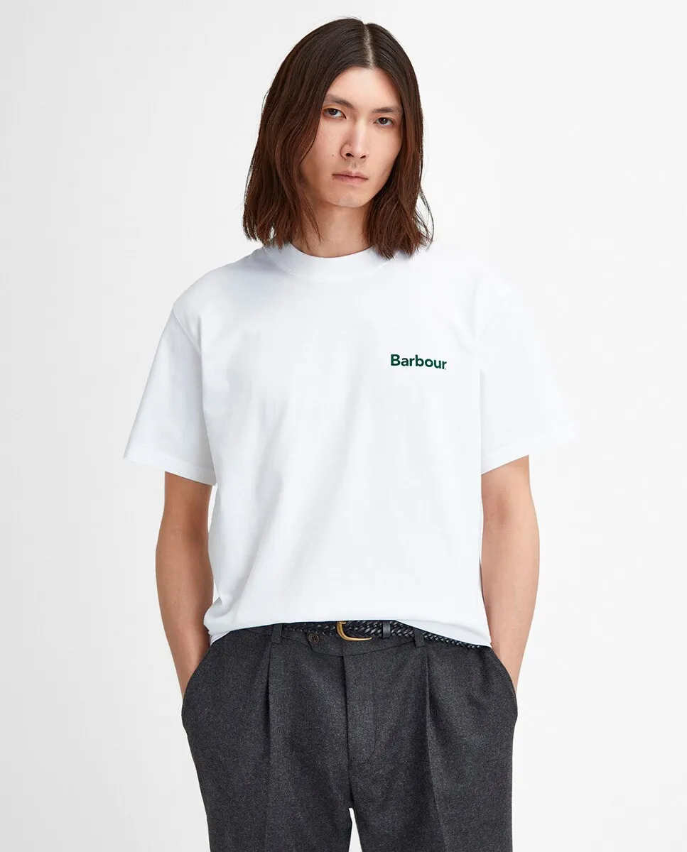 

Мужская футболка с короткими рукавами и принтом на спине Barbour, белый