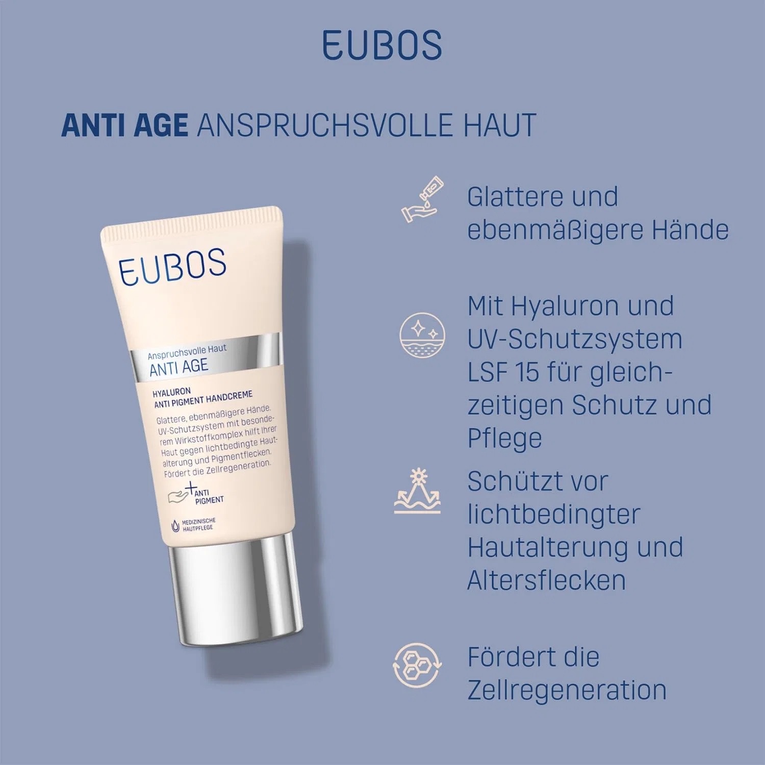 Антивозрастной крем для рук «Hyaluron Anti-Pigment» с SPF 15 от Eubos, 50 мл Eubos — фото 3