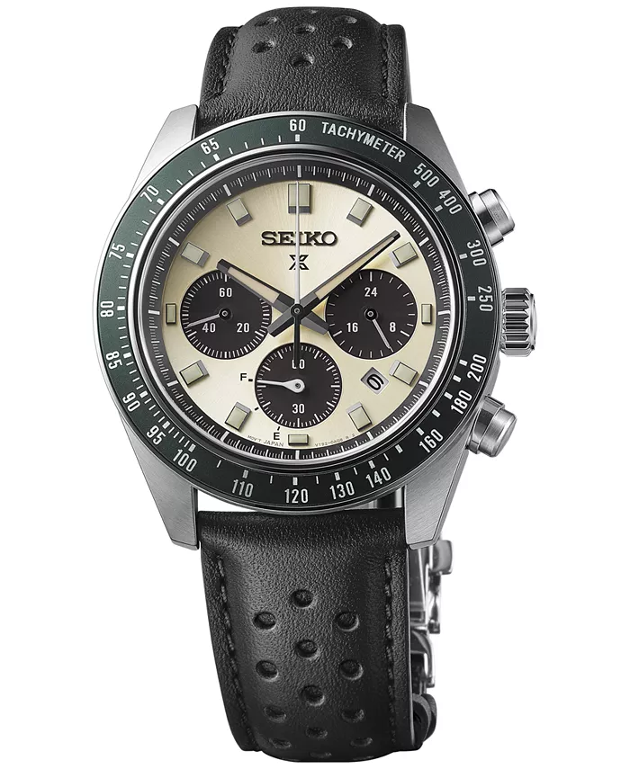 

Мужские солнечные часы Prospex Speedtimer с хронографом на черном кожаном ремешке, 41 мм Seiko