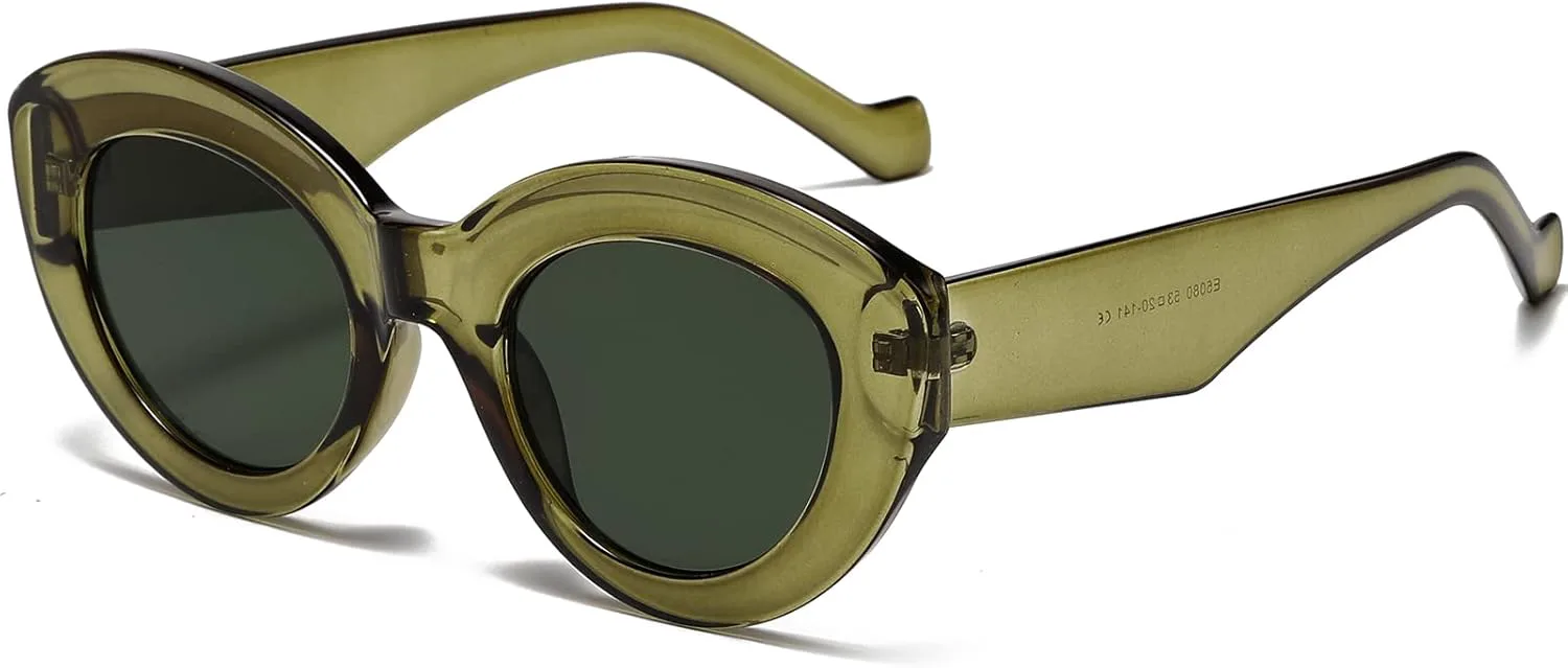 

Солнцезащитные очки AIEYEZO Oversized Cat Eye для женщин, милые овальные очки в толстой оправе в стиле «кошачий глаз», стильные ретро-очки, A3 Olive Green
