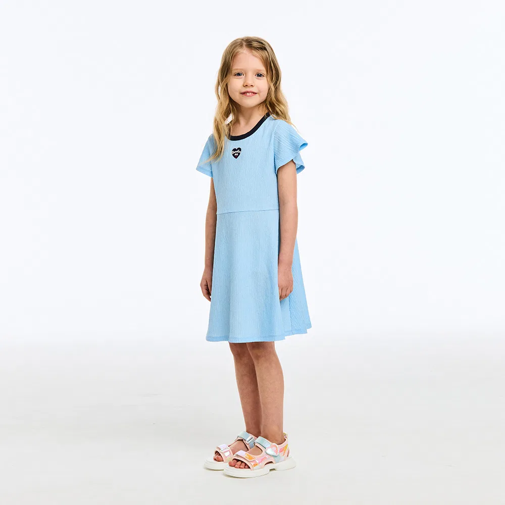Детское синее плиссированное платье-клёш от Benetton Kids