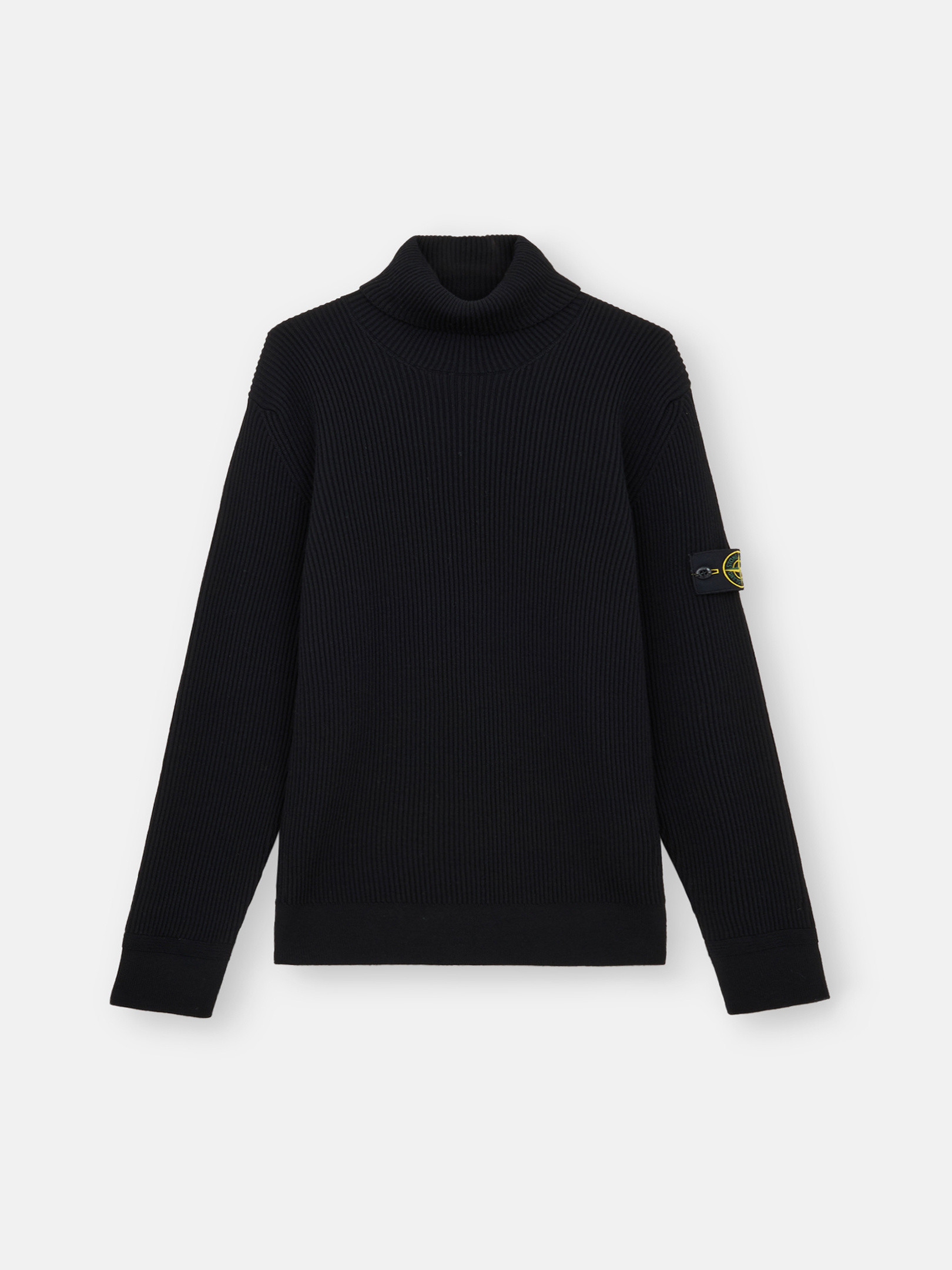 

Водолазка с отделкой в мелкий рубчик Stone Island 5100052 FULL RIB RWS WOOL, черный