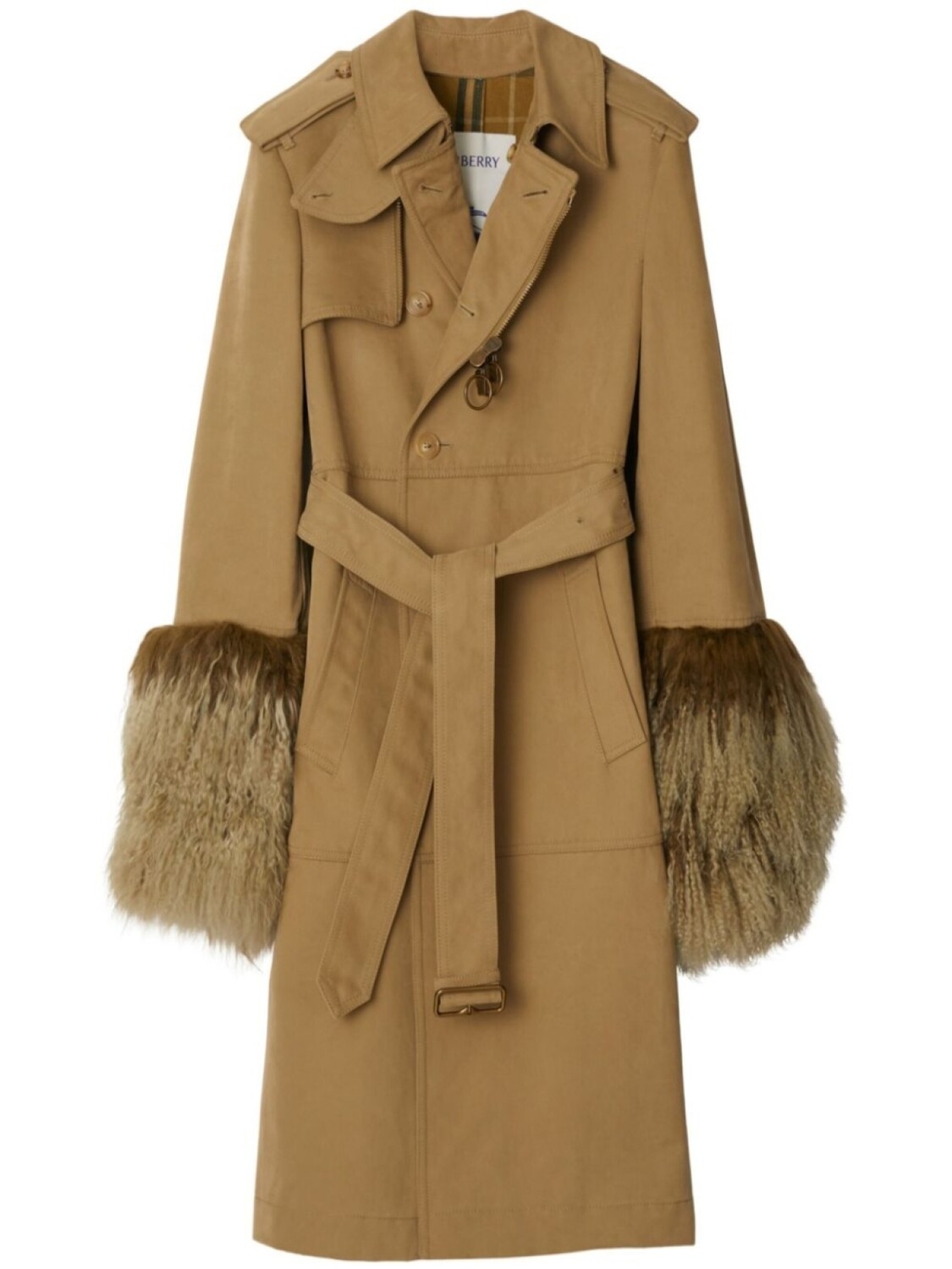 

Тренч с отделкой из овчины Burberry, коричневый