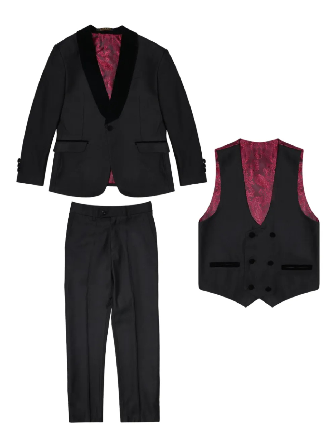 

Костюм с бархатной отделкой (комплект из трех) ROMANO KIDS, черный