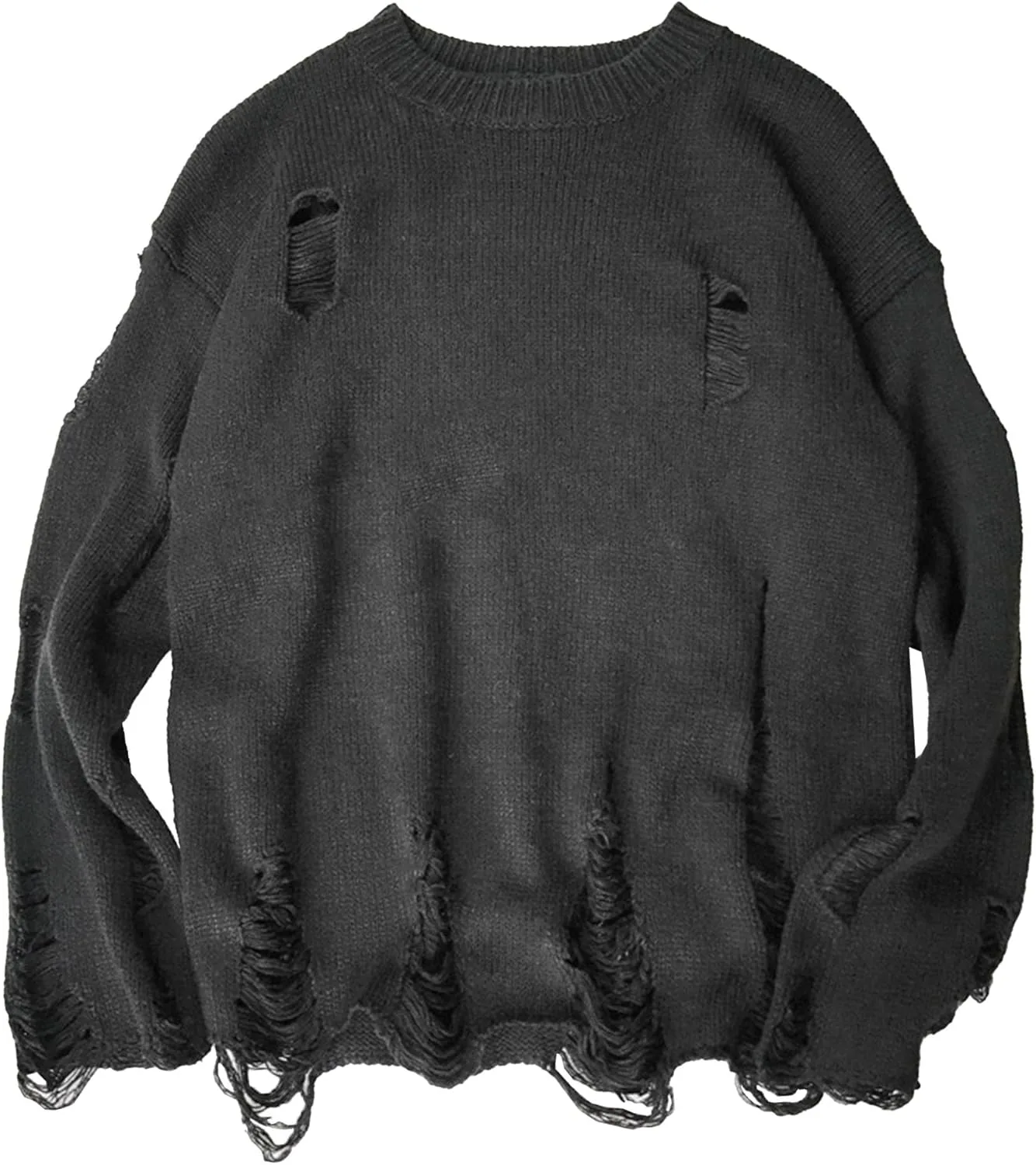 

Мужской свитер с потертостями, длинный рукав, круглый вырез, винтажный SWJGLITTR