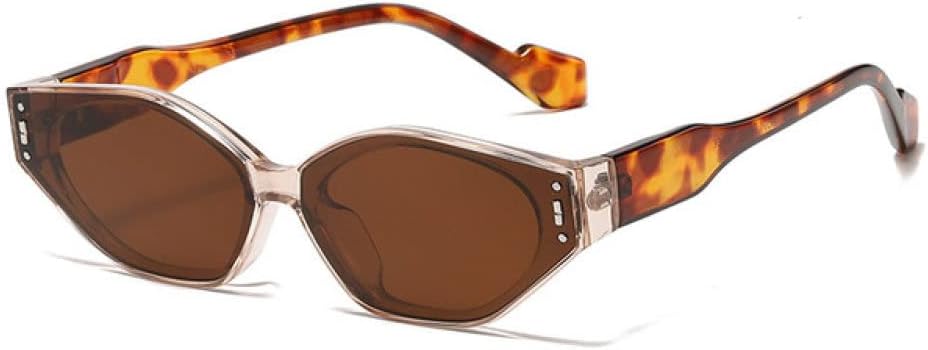 

Ретро маленькие солнцезащитные очки «кошачий глаз» для женщин, синий леопардовый принт, многоугольные очки для мужчин, солнцезащитные очки с заклепками, защита от ультрафиолета UV400 LANGSER, Tea