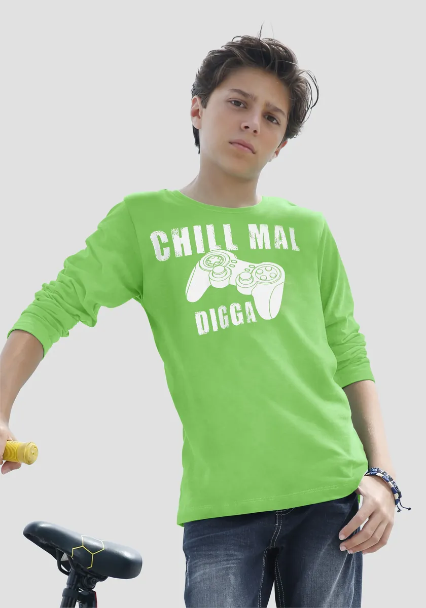 

KIDSWORLD рубашка с длинными рукавами "CHILL MAL DIGGA", зеленый