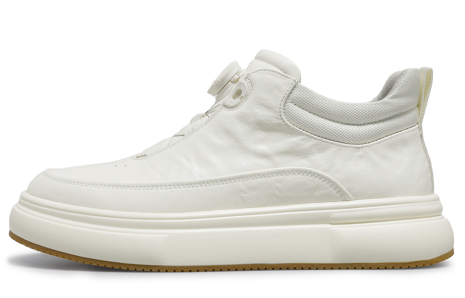 

Мужские скейтборд-кроссовки средней высоты из высококачественной коровьей кожи с противоскользящим и износостойким покрытием Desai, белый[high-top fleece-lined]