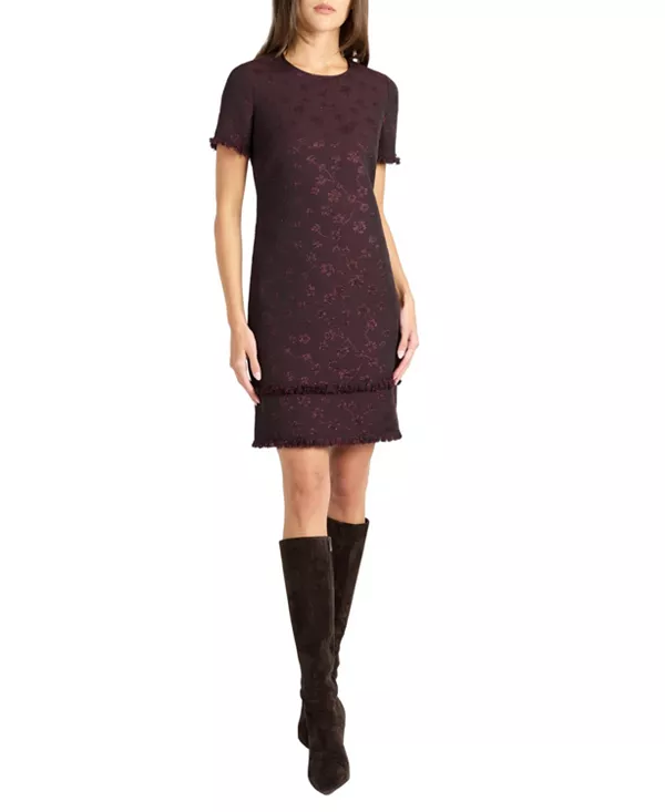 

Платье-Футляр Melania с короткими рукавами и жаккардовым узором в тон ткани Santorelli, фиолетовый