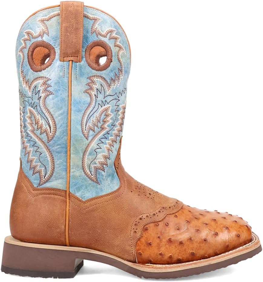 

Мужские вестерн-бутсы Dan Post Martel с вышивкой из страуса и квадратным носком, на подъем, голубой