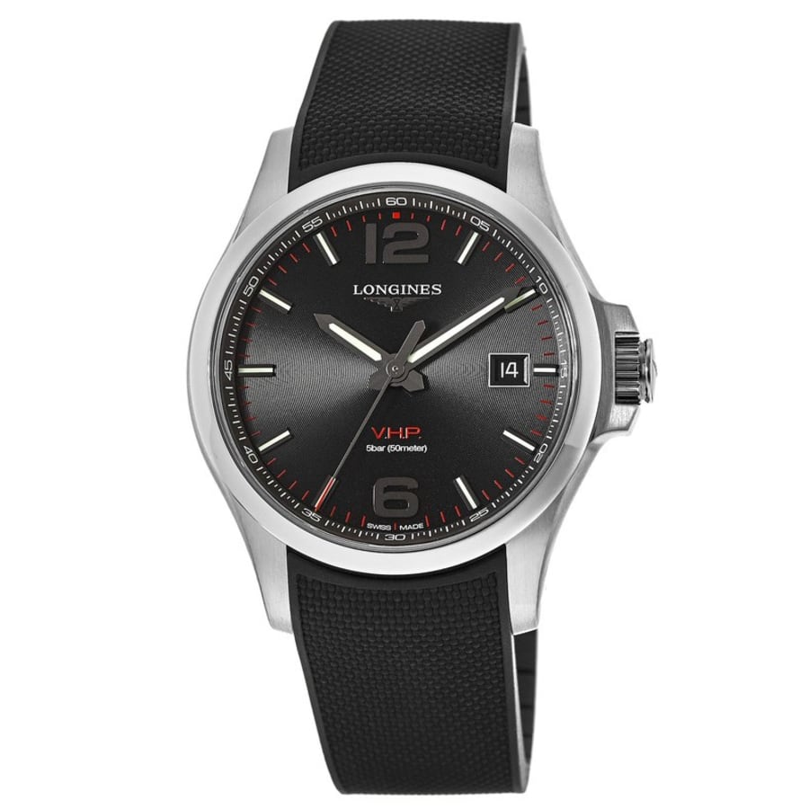 

Longines Conquest VHP 43 мм черный циферблат каучуковый ремешок мужские часы L3.726.4.56.9