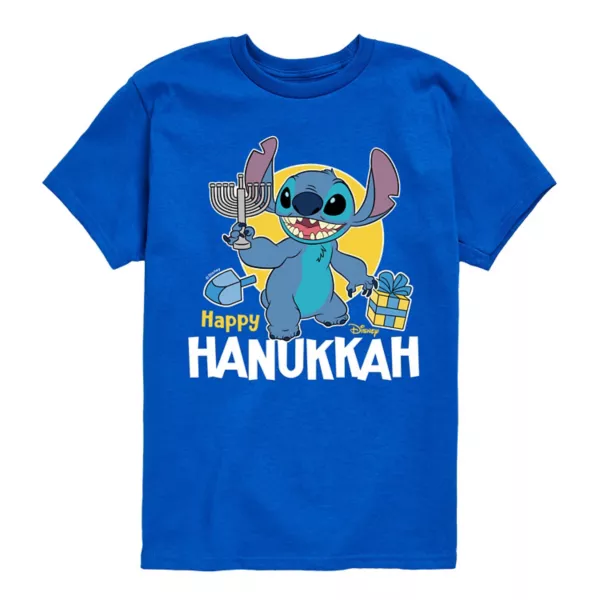 

Футболка с рисунком «Счастливой Хануки» для мальчиков 8-20 лет «Лило и Стич» Disney, синий