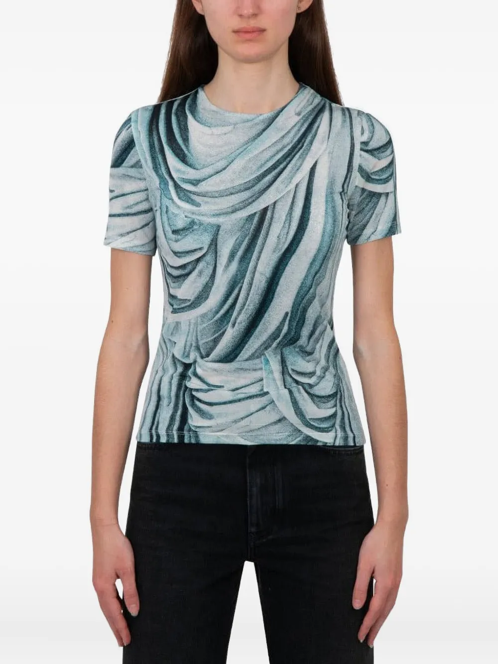 

Футболка с trompe l'oeil-print Rabanne, синий