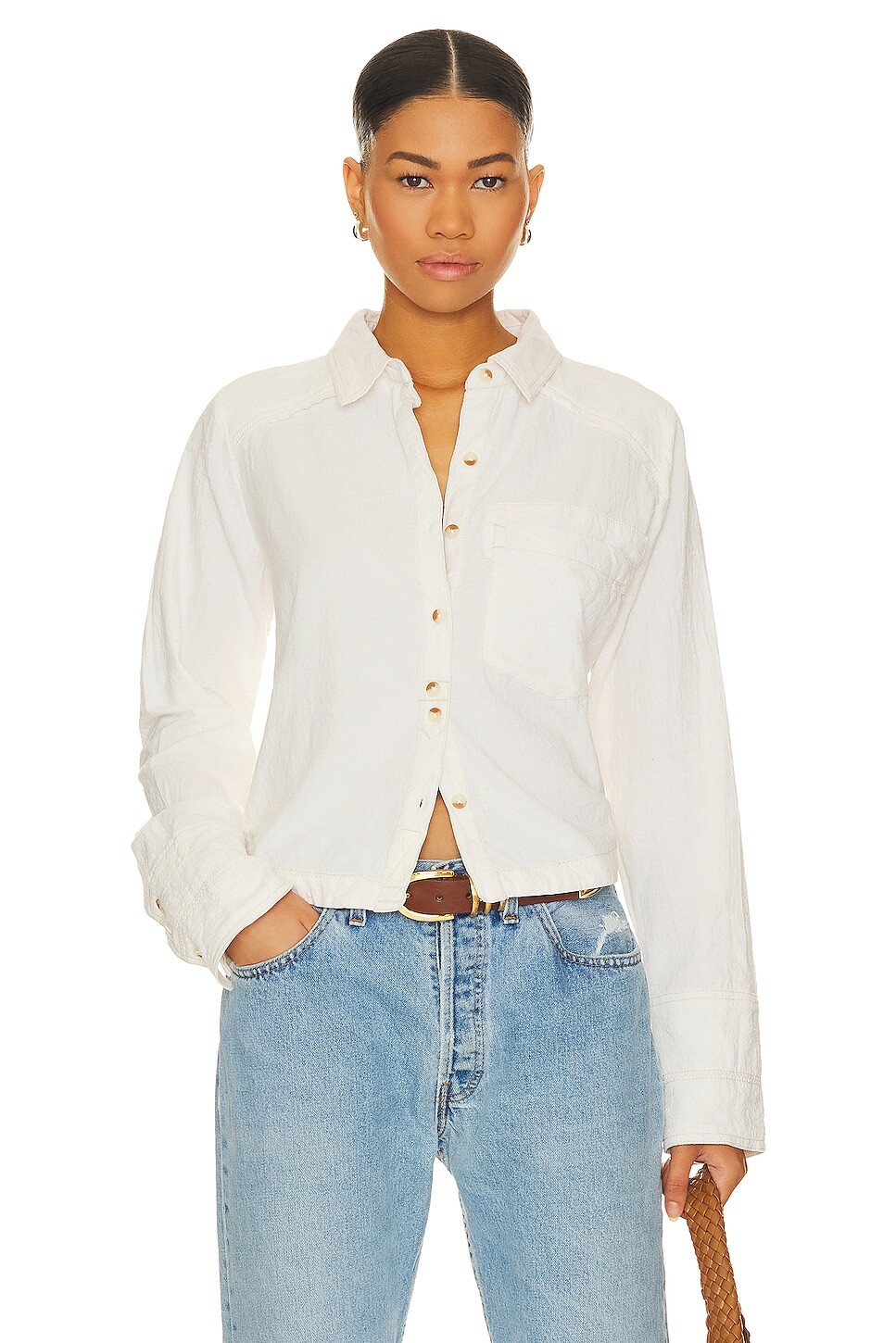

Топ Free People Classic Oxford, цвет Ivory Combo