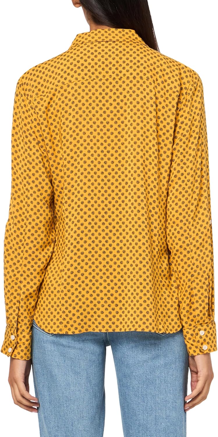 Женский спортивный топ Tommy Hilfiger с длинным рукавом и воротником на пуговицах, Mineral Yellow Multi — фото 2