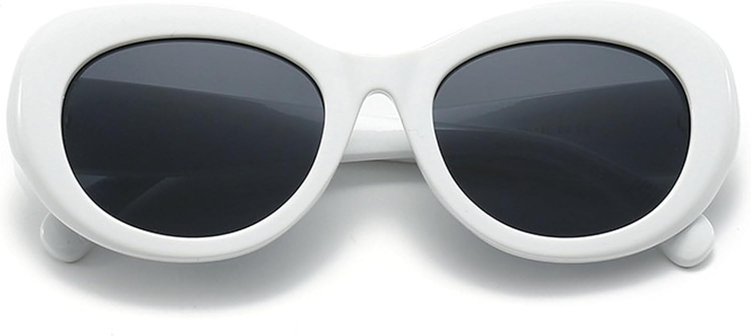 

Винтажные овальные солнцезащитные очки для женщин, модные круглые солнцезащитные очки с защитой от УФ-излучения UV400, модные солнцезащитные очки для мужчин mincl, White