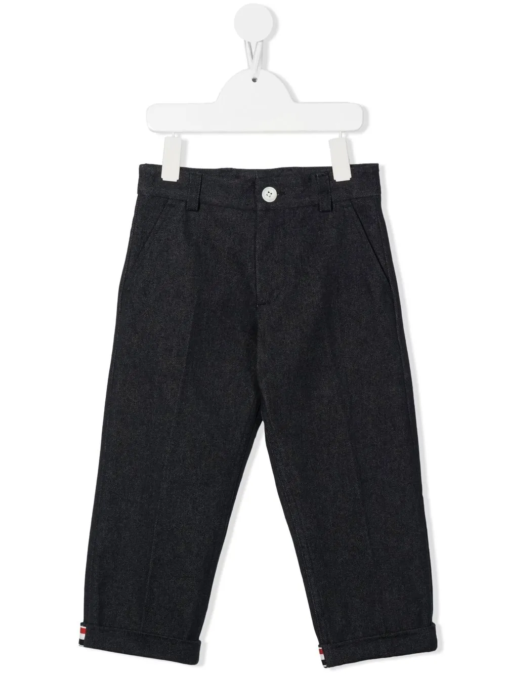 Прямые брюки с подворотами Thom Browne Kids, синий
