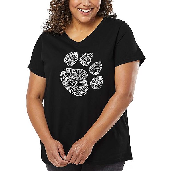 

Женская футболка plus size с принтом и V-образным вырезом Cat Paw La Pop Art, Black, Черный, Женская футболка plus size с принтом и V-образным вырезом Cat Paw La Pop Art, Black