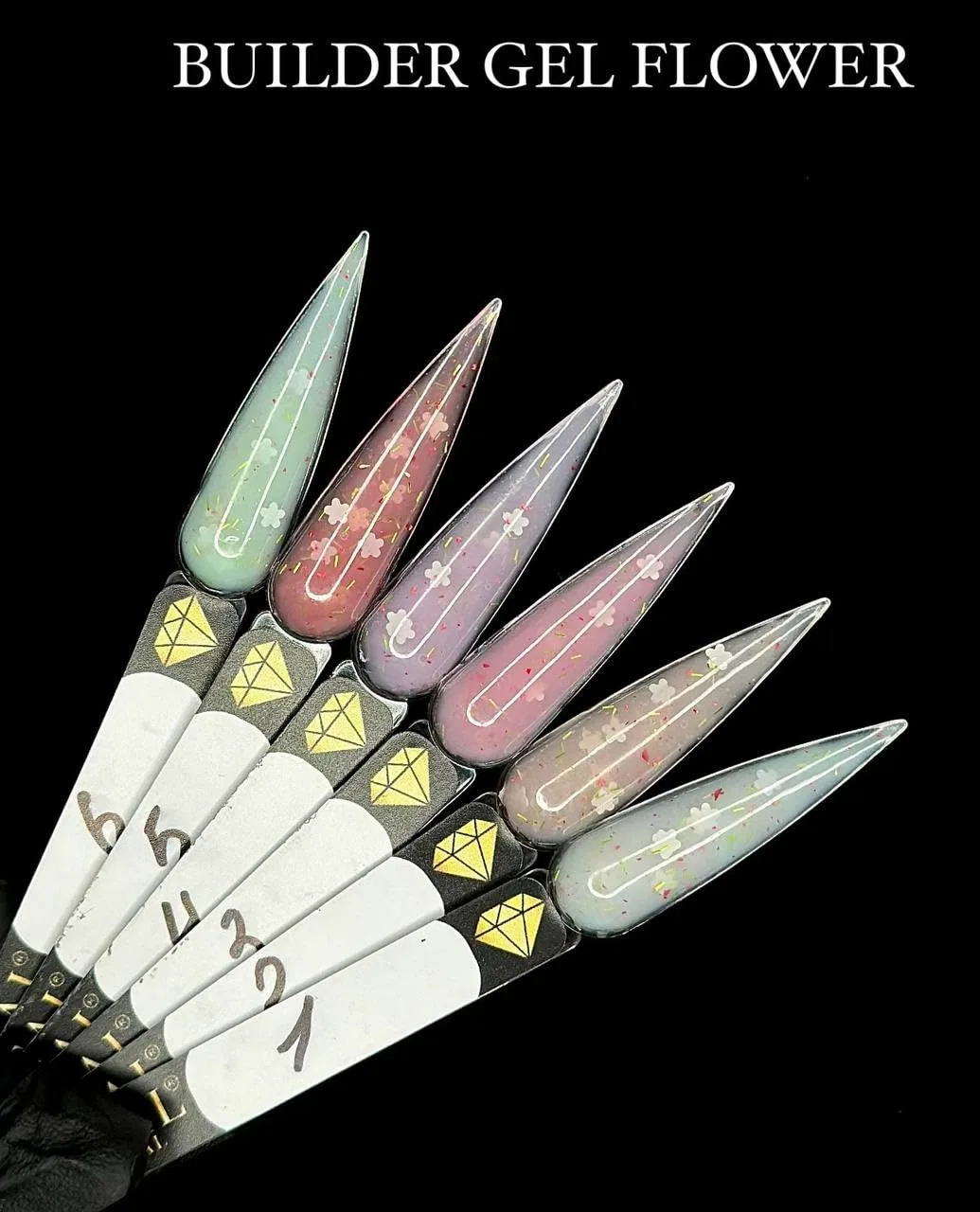 Строительный гель для ногтей с цветочными частицами, 15 мл Crystal Professional, White With Flowers 001 — фото 2