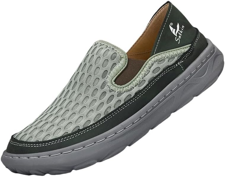 

Мужские лоферы без шнурков - дышащие повседневные туфли из сетки - легкие противоскользящие прогулочные туфли для мужчин - удобные лоферы в один шаг Clolinde, зеленый