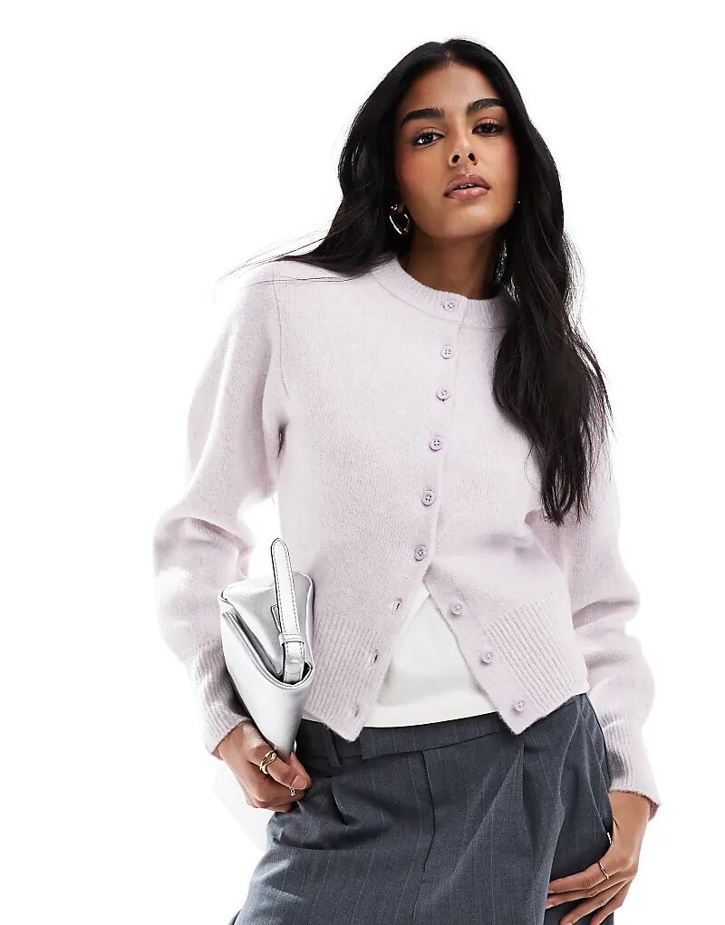 

Компактный кардиган с круглым вырезом сиреневого цвета ASOS DESIGN