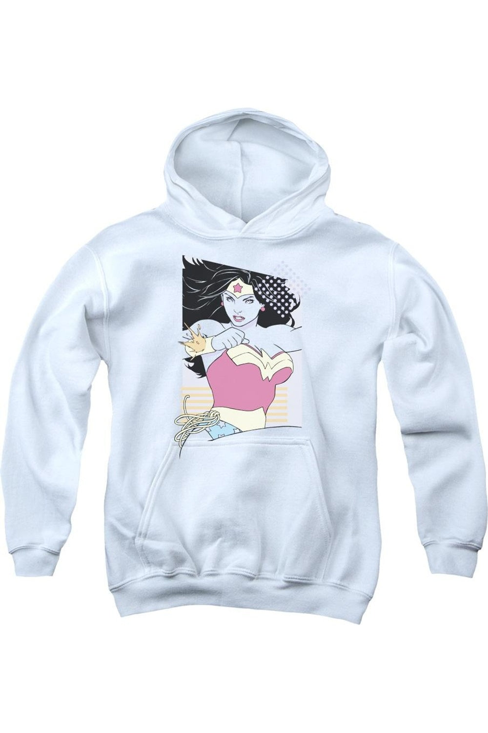 

Толстовка с капюшоном «Лига Справедливости Америки» Чудо-женщина в стиле 80-х Gildan, белый