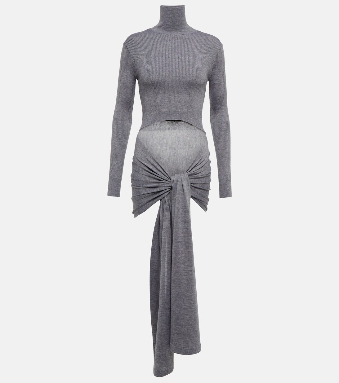 

Водолазка из кашемира и шелка с завязками спереди ALAÏA, серый