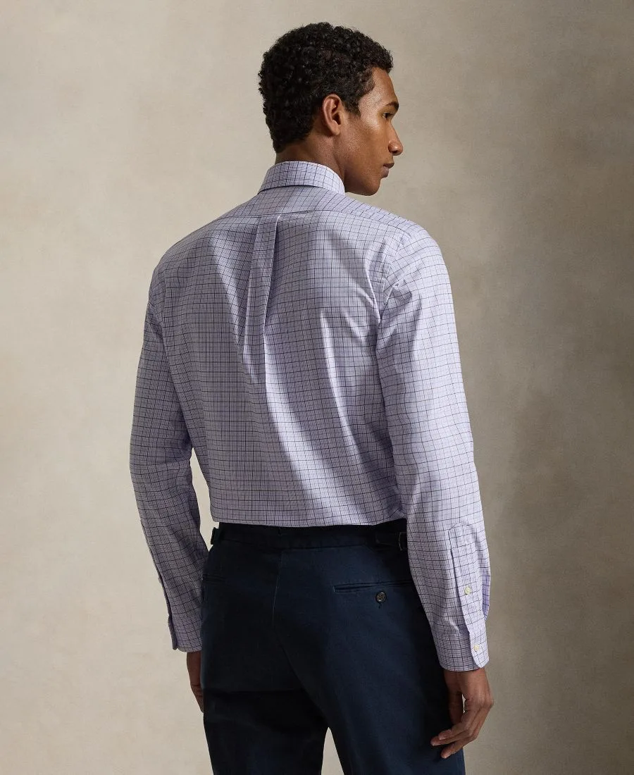 Мужская классическая спортивная рубашка Polo Ralph Lauren, lavender синий мультиколор — фото 4