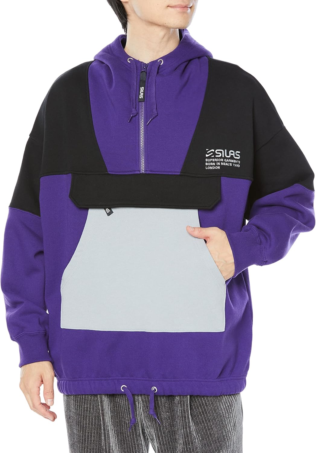

Мужская толстовка с капюшоном и панелями Cyrus Silas, фиолетовый