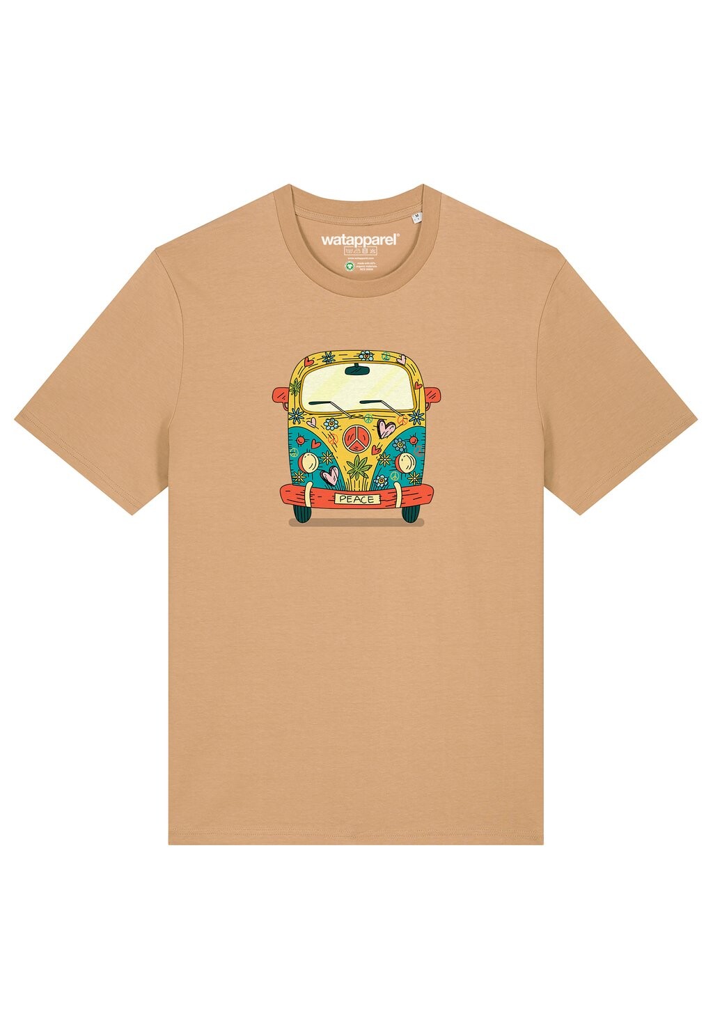 

Футболка с принтом HIPPIES BUS watapparel, бежевый