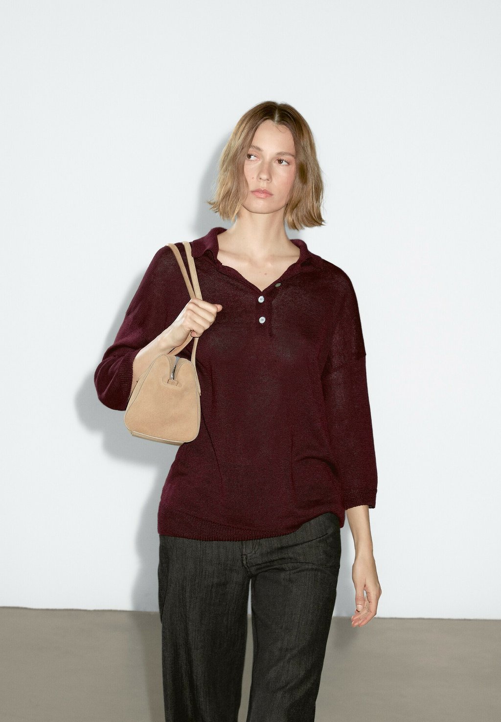 

Рубашка поло Massimo Dutti, цвет Mottled Bordeaux