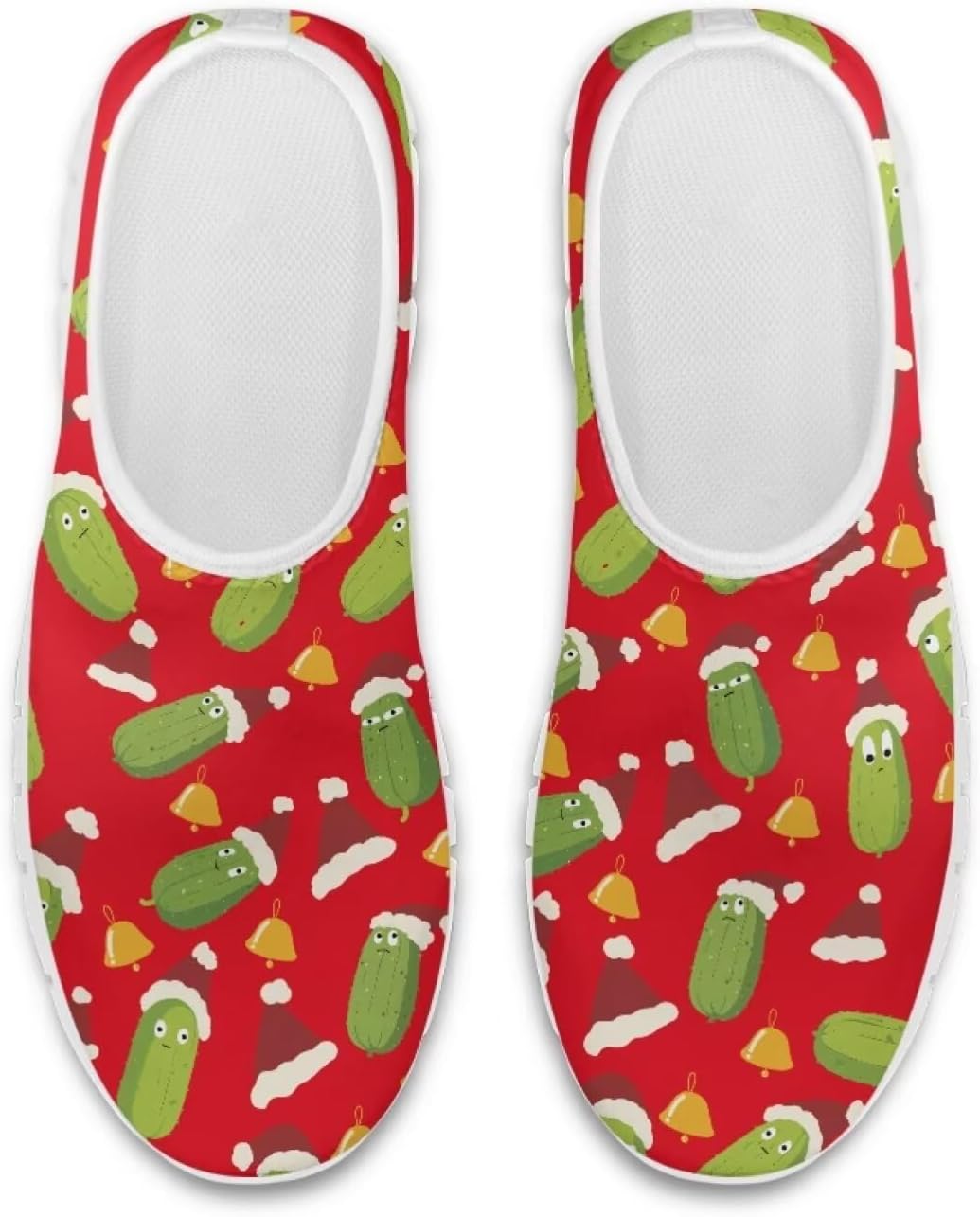 

Кроссовки Belidome Slip On для мужчин и женщин, низкие, сетчатые, легкие для бега и тренировок, Funny Christmas Cucumber