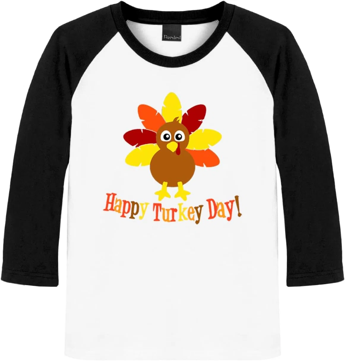 Детская футболка с принтом Remimi, 3/4 рукав реглан, Happy Turkey, размерная линейка 3-14 лет