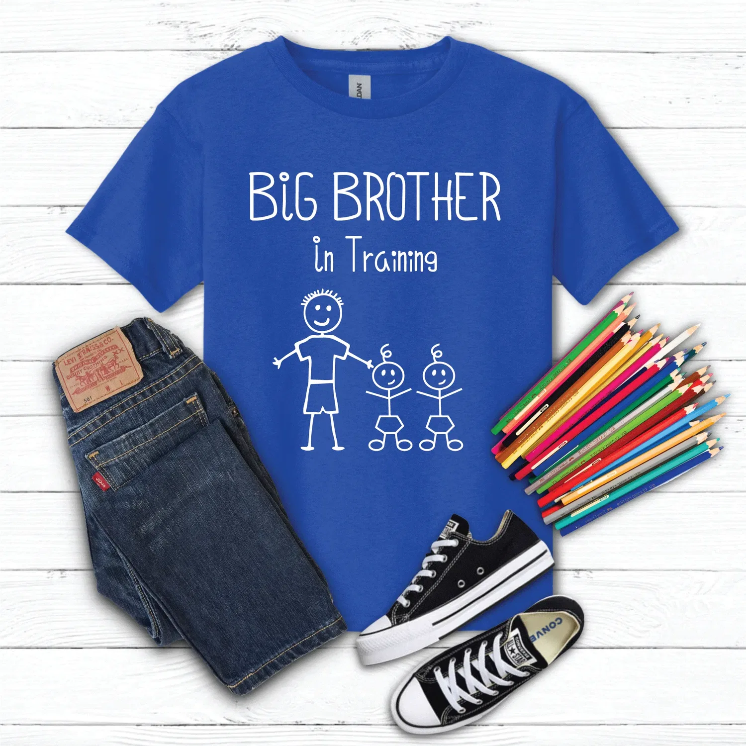 Футболка для мальчика Big Brother In Training Twins 60 Second Makeover, синий