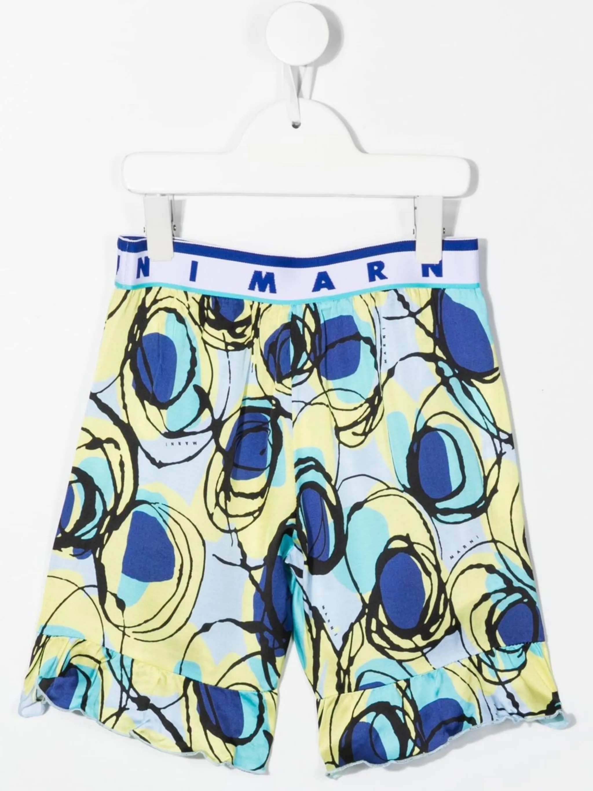 Спортивные шорты с абстрактным принтом Marni Kids, синий — фото 2
